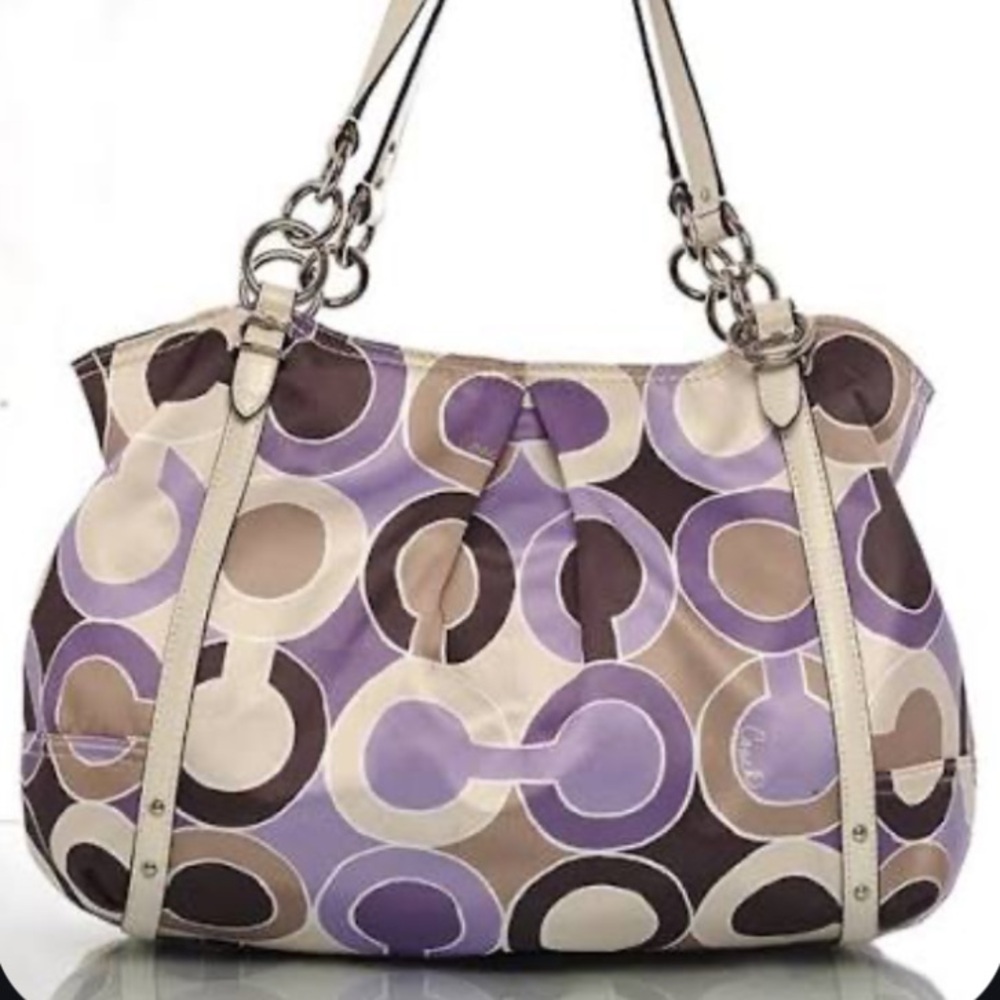 Coach signature Alexandra OP ART Tote Sateen shoulder bag